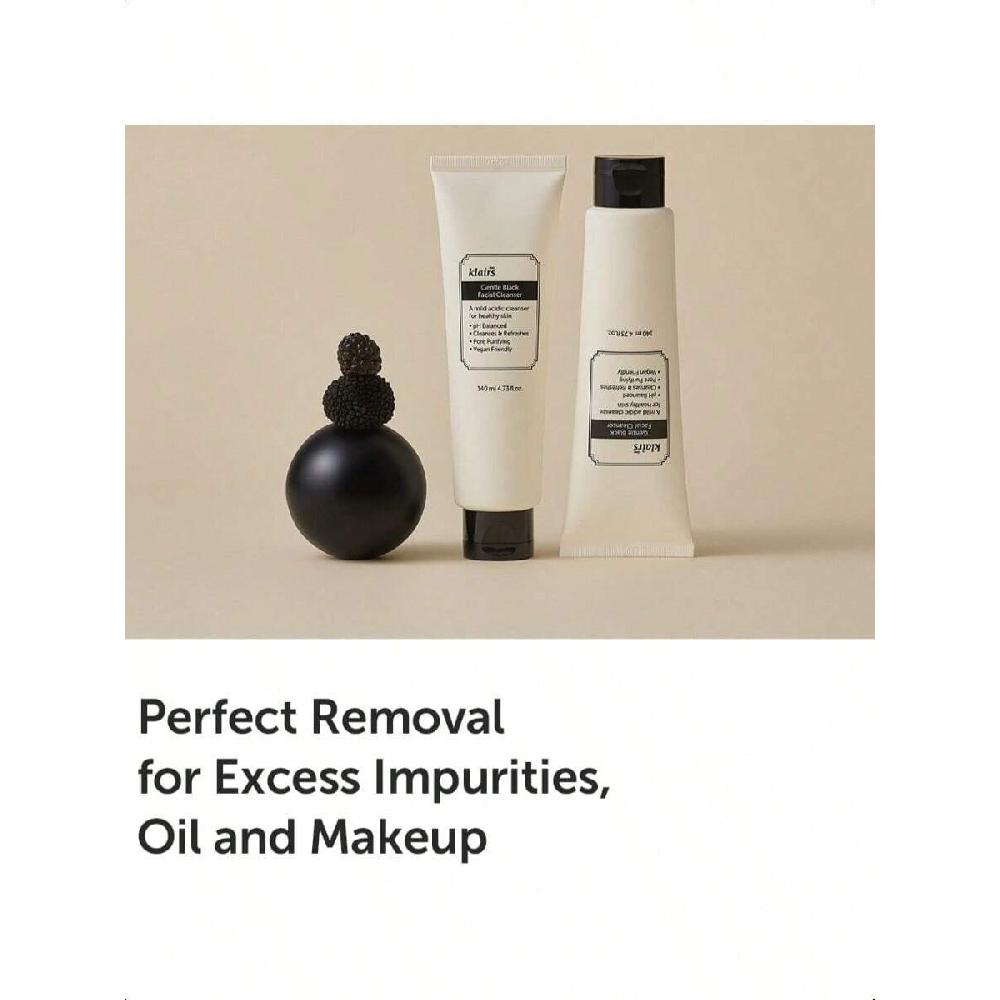 Dear, Klairs Gentle Black Facial Cleanser 140ml | Vegan, Low PH, Hydrating Finish, A Creamy Foam Cleanser, Daily Face Wash