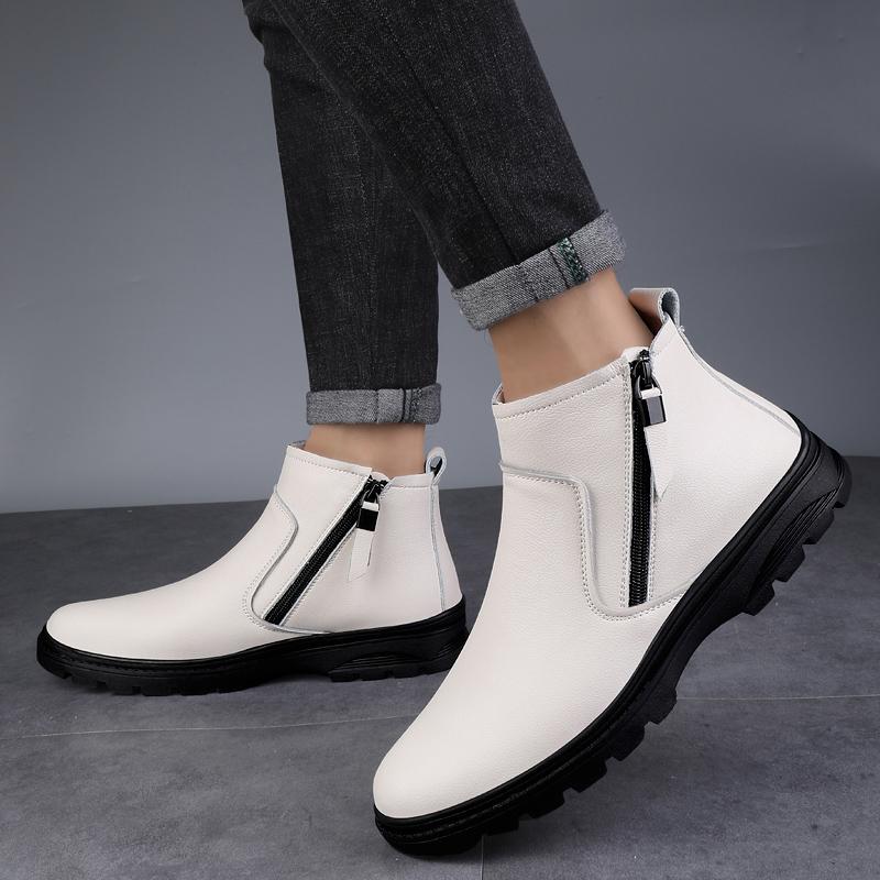 Fashion Luxury Brand Mens Casual Shoes Winter Warm Boots Business Formal Chelsea Boots High Quality Genuine Leather Snow Men Ankle Boots