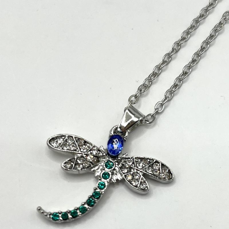 

1 шт. Длинный кулон Стрекоза Стразы Сплав Железная Цепь Ожерелье Ключица Женские Девичьи Элегантные Аксессуары