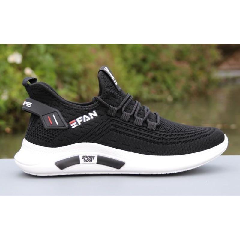 Men's Running Shoes New Breathable Mesh Lightweight Casual Sneakers, Soft Sole Non-Slip Odor-Resistant White Athletic Shoes