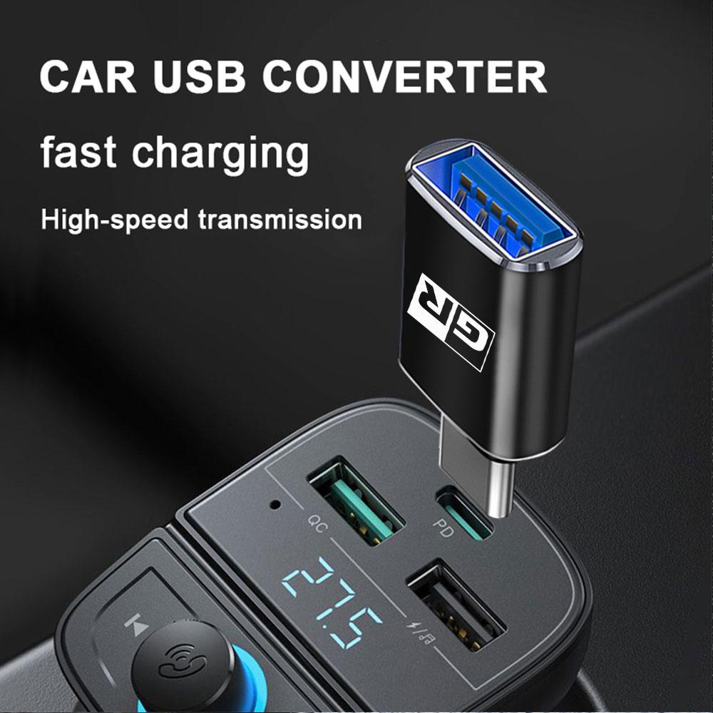 1Pcs USB To Type-C OTG Adapter USB Female Converter Phone Charger For Toyota Yaris Prius Fortuner CHR Auris Verso TRD Corolla