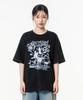 MOZMOZ Friendship Oversized Graphic Short Sleeve T-Shirt Black
