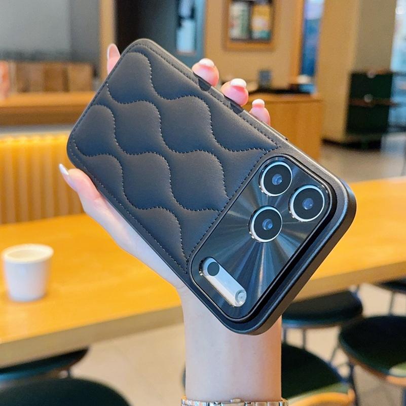Small Fragrance Leather Grain Lens Full coverage Protection Case For iPhone 17 Pro Max 17 pro Air 16e 16 Pro 15 14 Pro Max Cover