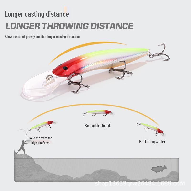 In-Stock Double-Tongued Minnow Hard Lure: Long-Casting, Sinking, Artificial Bait for Bass and Asp Fishing