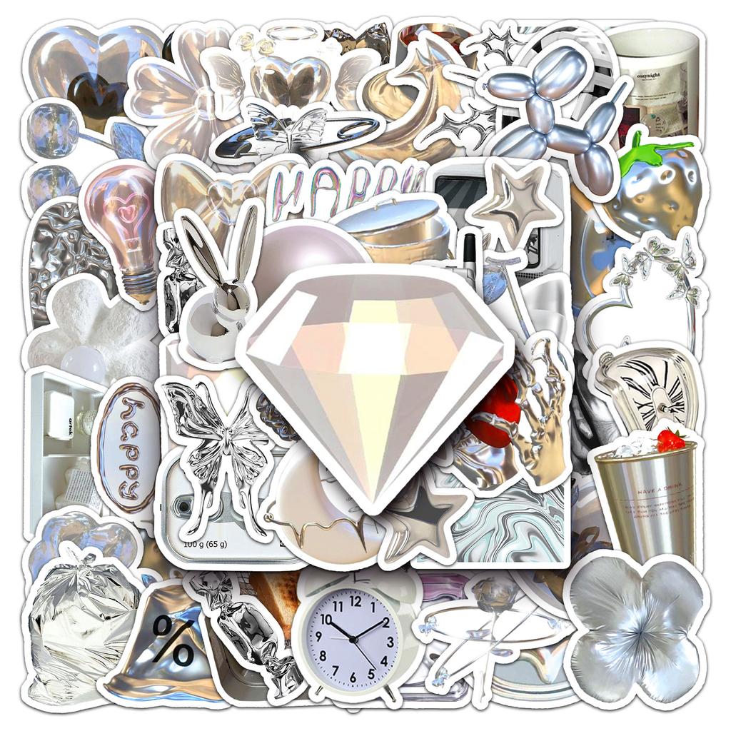 50 Silver Graffiti Personality Small Fresh Hand-held Mobile Phone Suitcase Waterproof Stickers