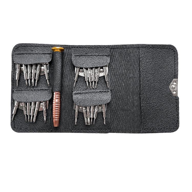 

Многоцелевой набор прецизионных отверток 25 в 1 с кожаным чехлом для электроники и часов