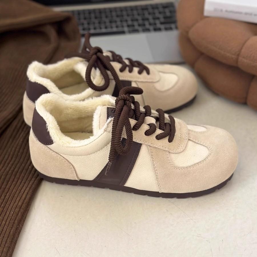Shoes women's winter 2025 new velvet Birkenstocks round head ugly cute shoes casual sports fluffy Forrest Gump shoes