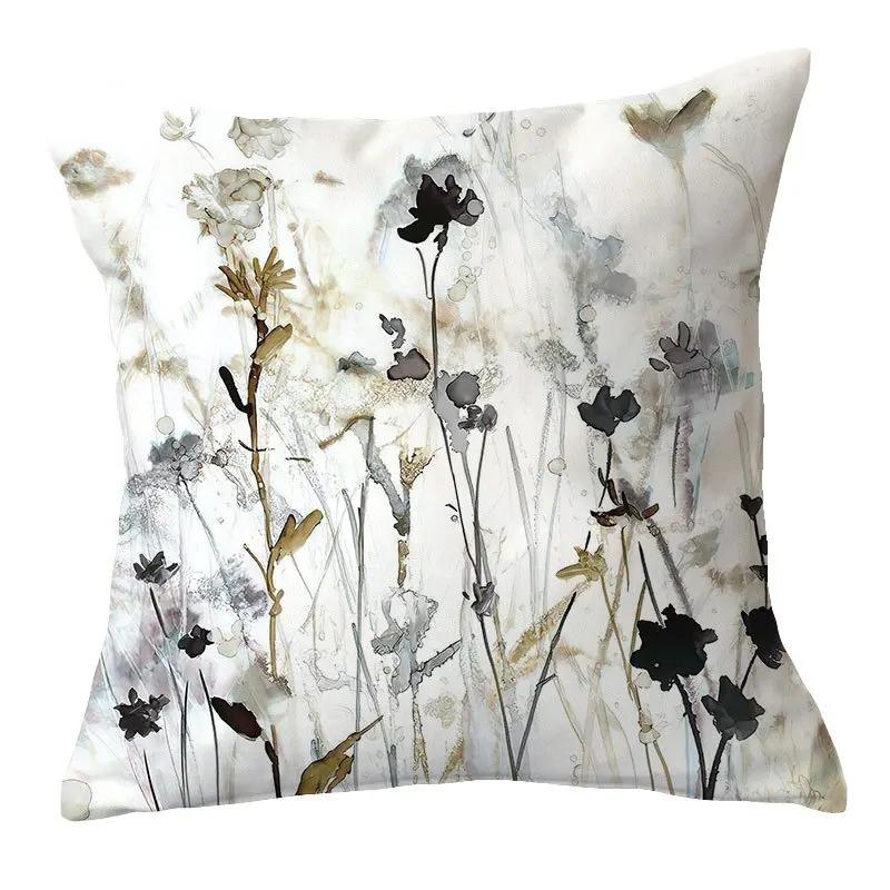 Home Decor Watercolor Floral Patterned Cushion Covers Pattern Cushion Cover Suitable For Sofa Bedroom Car Pillow Cover