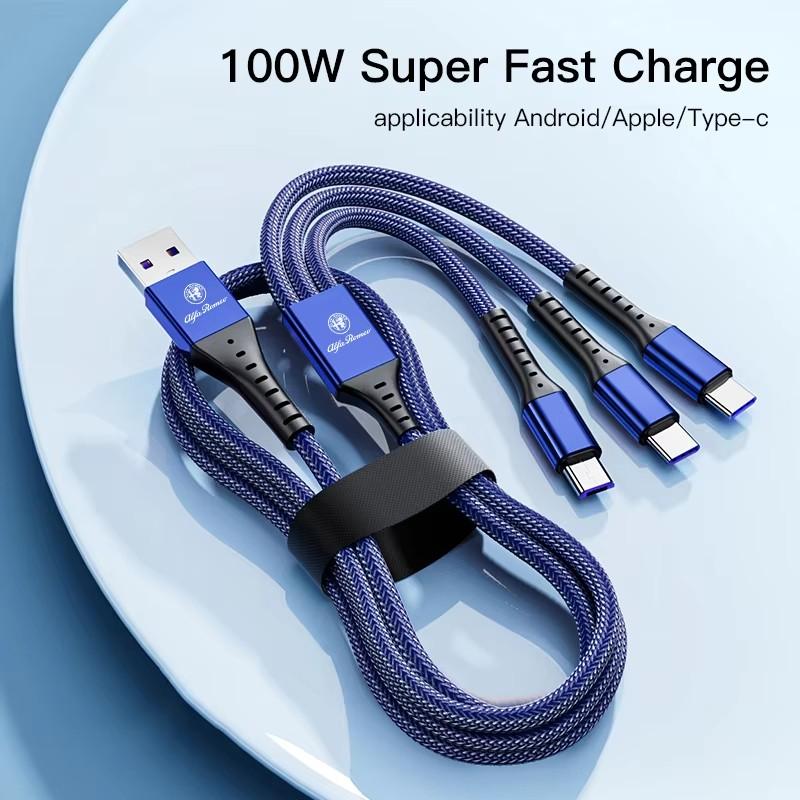 Car Interior Charger 3 In 1 Charging Cable Auto Accessories For Alfa Romeo Giulietta Mito 159 Giulia Stelvio 156 147 Tonale ofh853