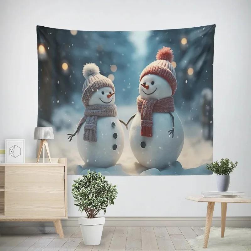 Christmas New Year Snowman Pattern Tapestry Living Room Sofa Home Decor Tapestry