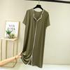 Women's Modal Short-Sleeve Summer Nightdress, Loose Fit, Large Size, Belly-Covering Hem, Lightweight Long Skirt.
