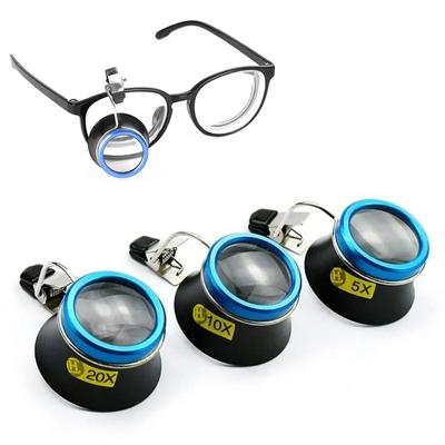 10X 5X 20X Eyeglass Magnifier Clip-On Eye Loupe Magnifying Lens Portable Eyepiece Process Operation Watchmakers Repair Tool