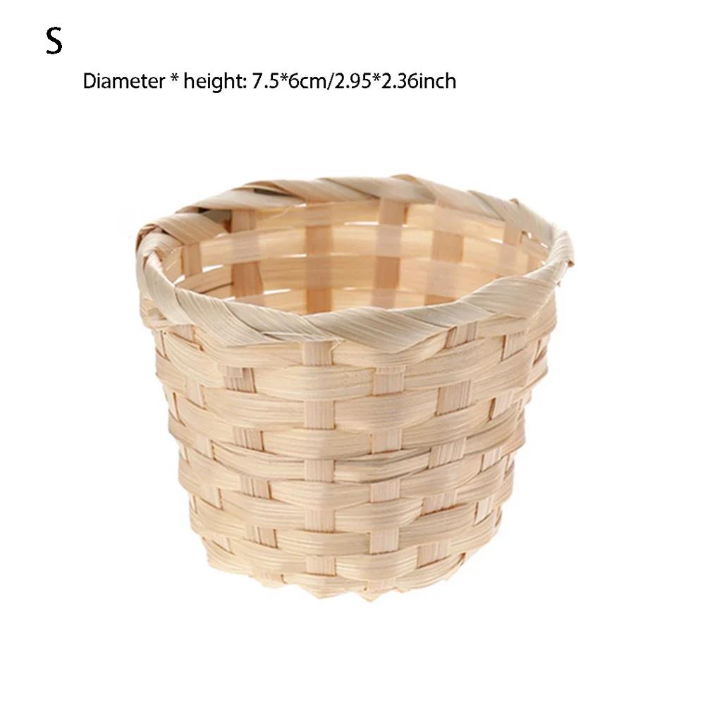 1pcs New Handmade Bamboo Garden Flower Pot Wicker Basket Straw Patchwork Wicker Rattan Seagrass Storage Organizer Nursery Pots