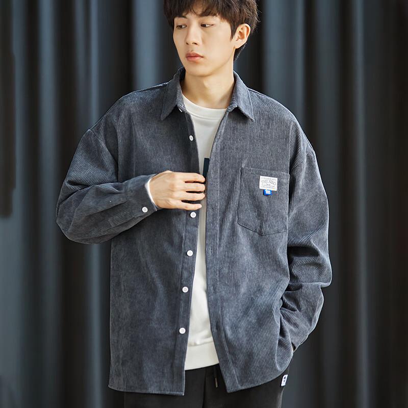 

TonLion Men s Vintage Corduroy Long Sleeve Shirt L