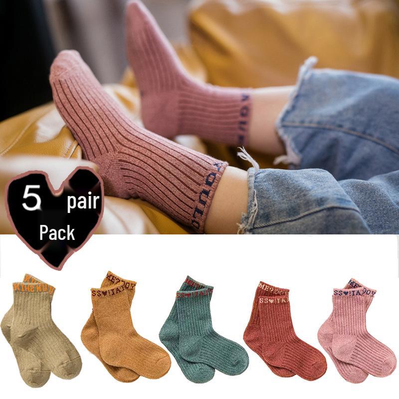Children's Mid-Calf Cotton Socks - Autumn/Winter Sports & Casual Japanese Style