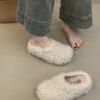 Thick-bottomed small man with inner height increase, gentle and cute, sheep curly hair, warm and velvet, one pedal, Muller cotton slippers.