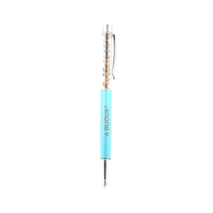 Stones and Minerals. South African Tiger Eye Mineral Pen. Color Turquoise Blue.