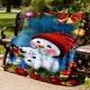 1pc Christmas Snowman Outdoor Personalized Flannel Blanket, Soft, Lightweight Personalized Flannel Blanket, Digital Printing,