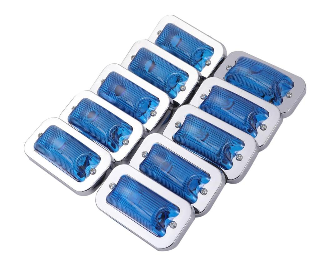 LED 24V Quadratische Seitenmarkierungsleuchte, Satz mit 10 Lichtern mit offener Frontglaslinse