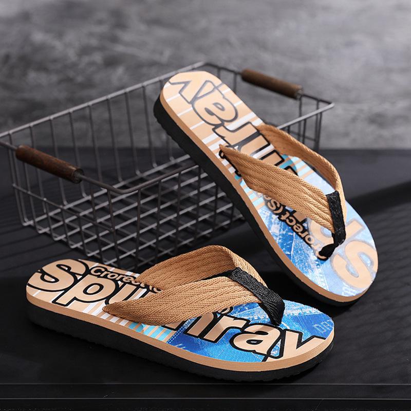 2022 Men's Casual Korean Fashion Summer Trend Letter Flip Flops