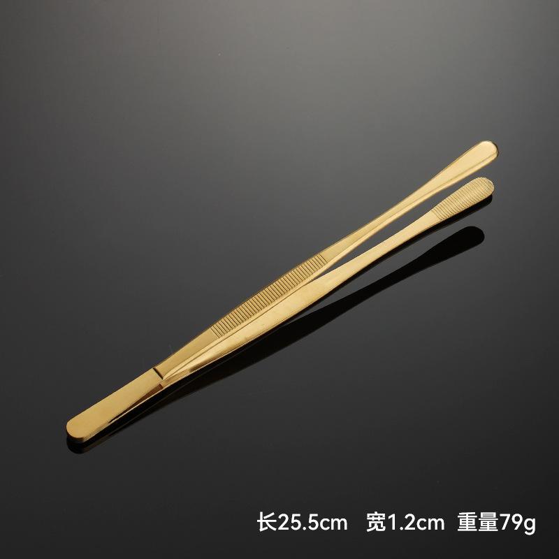 

430 корейский пинцет для барбекю из нержавеющей стали зажим для барбекю зажим для стейка зажим для барбекю золотой удлиненный утолщенный пинцет Gold 25cm