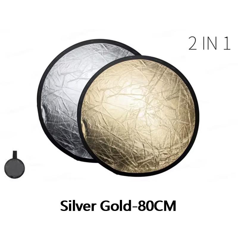 5 In 1 Round Portable Reflector, Multi Color Outdoor Collapsible Diffuser Photography Light Reflectors For Studio Photo 110CM