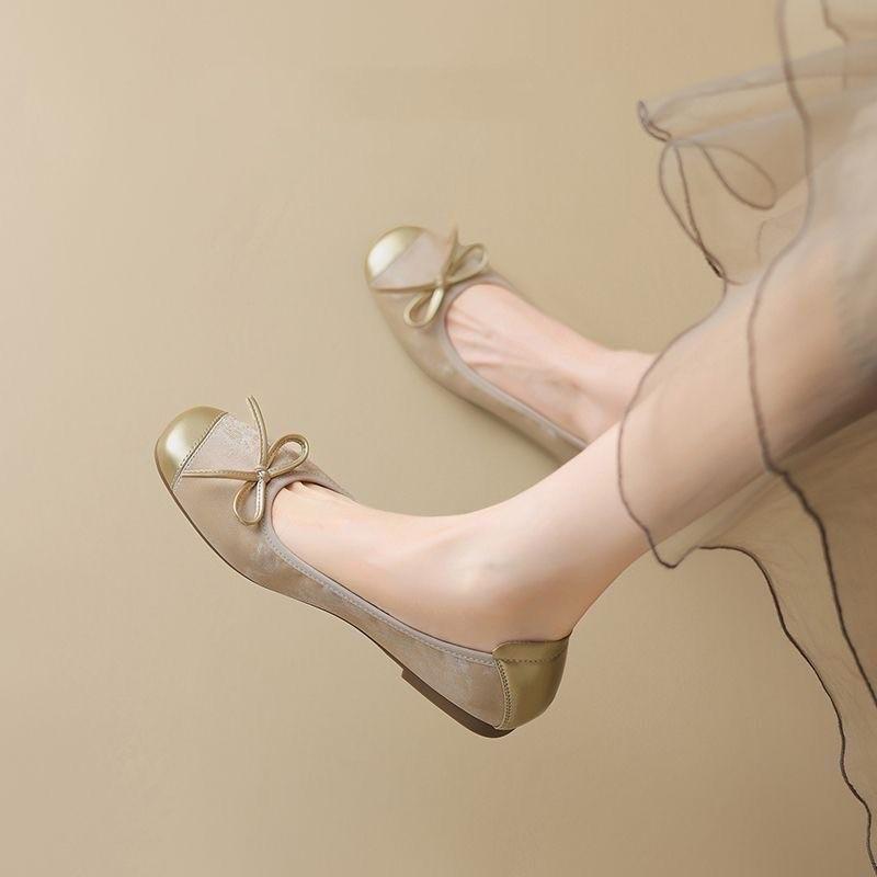 

Французский темперамент яичный рулет одиночные туфли женская обувь 2024 новые летние сандалии плоские балетки мягкая подошва одна педаль 35 абрикосовый