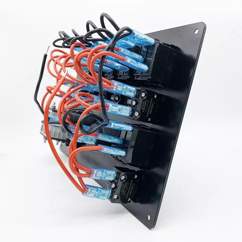 6-Position Rocker Switch Panel with USB Charger & 12V Power Socket for Vehicles