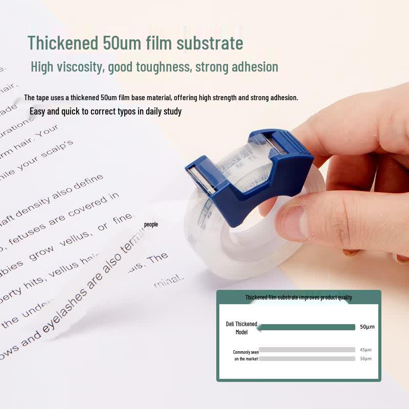 Deli 30038 Easy-Tear Transparent Stationery Tape with Dispenser