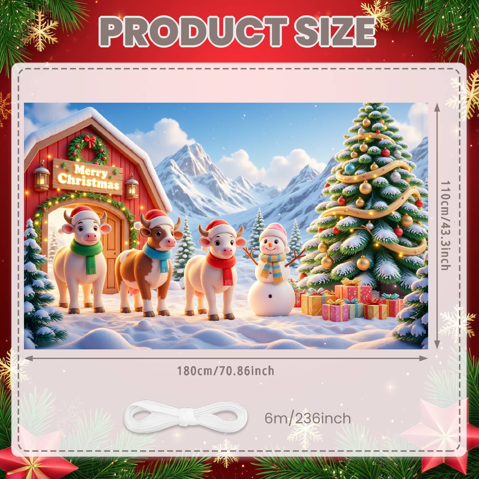 

Holiday Banner Festive Xmas Banner Merry Christmas Banner Red Barn Design For Xmas Festival Kids Event Indoor Decoration