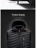 Men's Hooded Cotton-Padded Vest with Zipper Pockets for Autumn & Winter