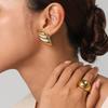 Geometric Gold and Silver Tone Studs Earrings for Women Fashion Vintage Texture Ear Accessories Lightweight Jewelry