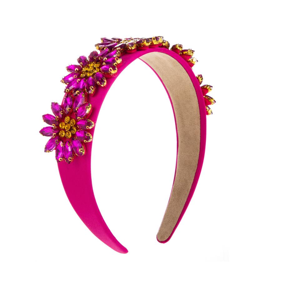 Harmony Rhinestone Sunflower Headband: Trendy European & American Baroque Design, Diamond-Studded Wide-Brim Hair Accessory.