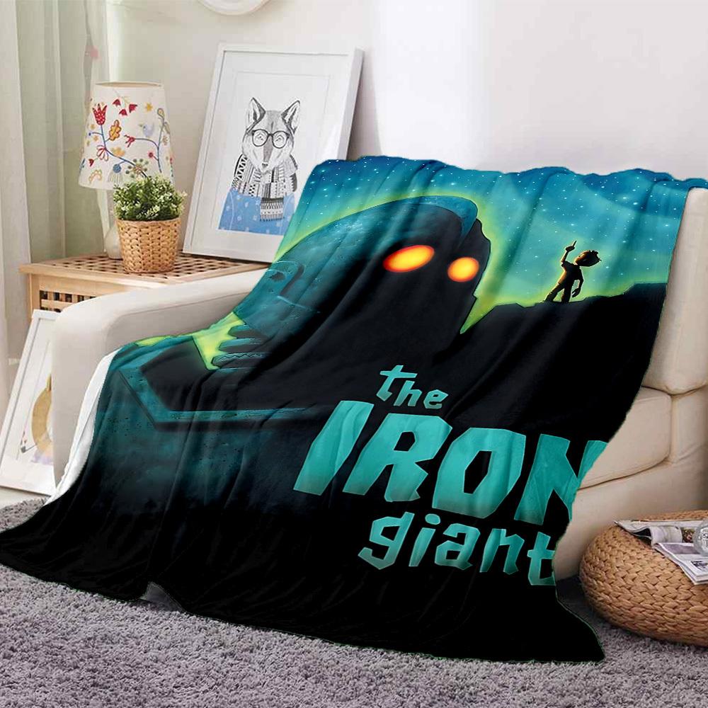 1pc Iron Giant Flannel Throw Blanket - HD Printed Lightweight Soft Warm All-Season Blanket for Sofa, Bed, Travel109 130cmx150cm
