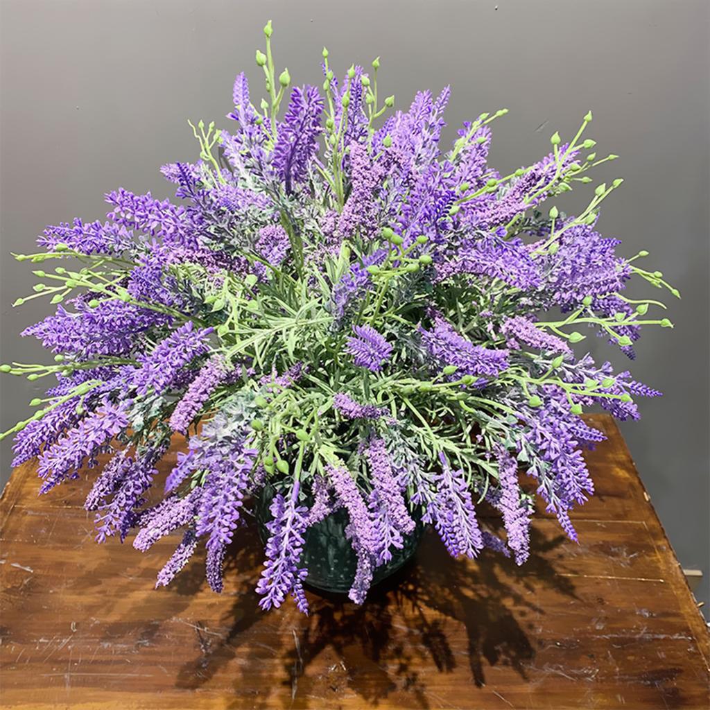 3pcs Artificial Lavender Flower Plant Purple 15.7in Realistic Faux Lavender Stems for Home Desks Tables Decor