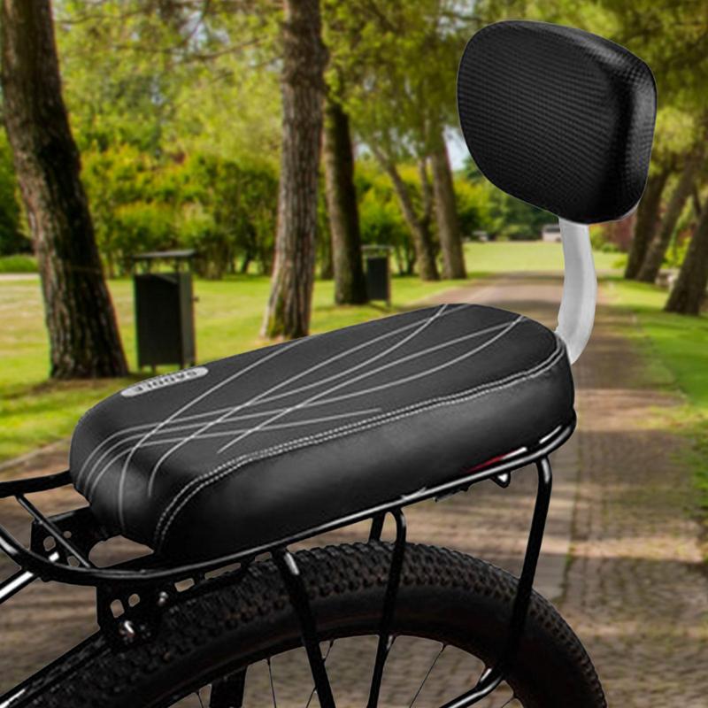 Bicycle Back Seat Bike Water Resistant PU Leather Soft Cushion Rear Rack Seat Children Seat With Back Rest Bicycle Accessories