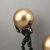 Retro Gold Abstract Artistic Gymnastics Weightlifting Ball, Figure Sculpture, Resin Crafts, Desktop Decorative Ornaments