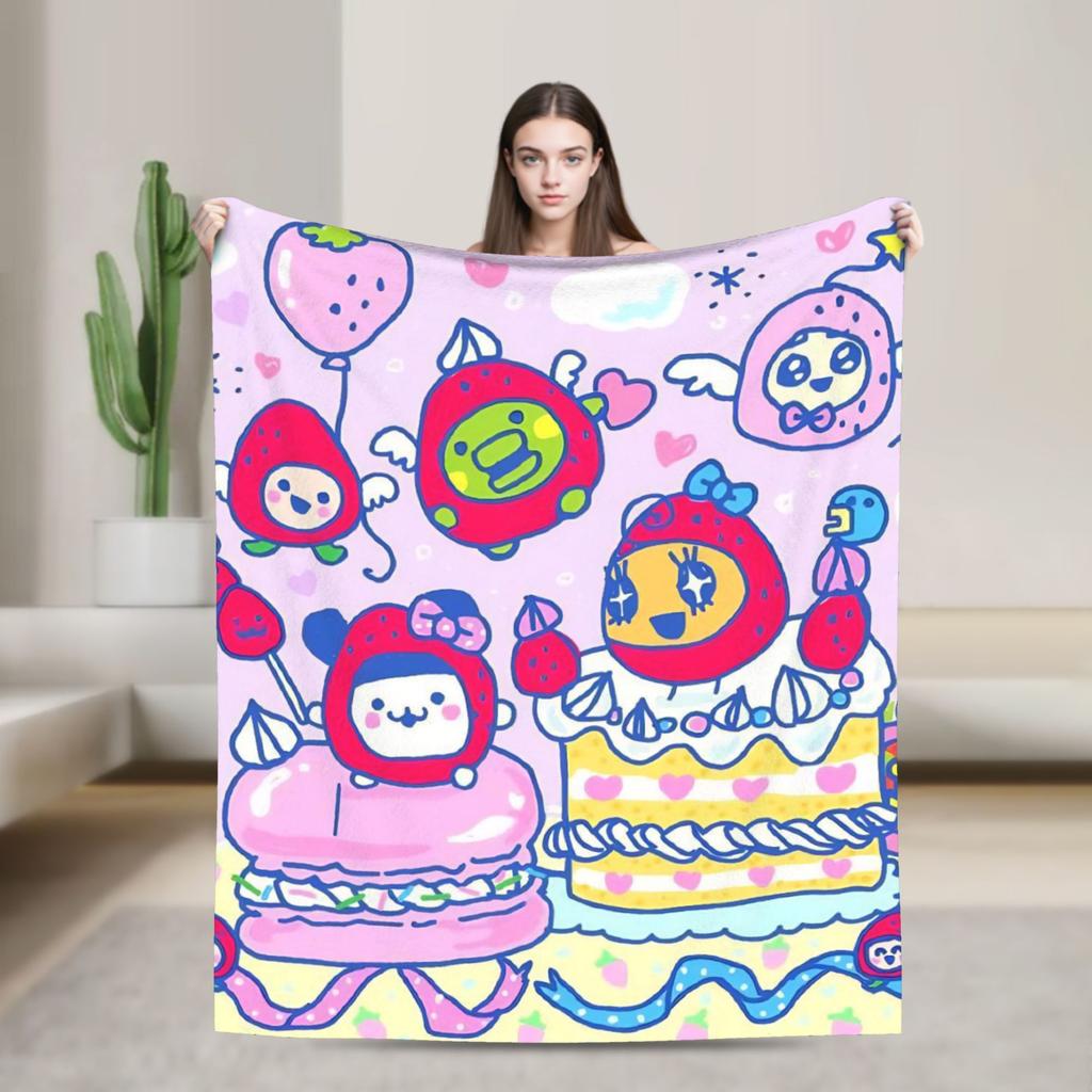 Japanese Cute Tamagotchis Blanket Flannel Funny Breathable Throw Blanket for Coverlet Autumn/Winter