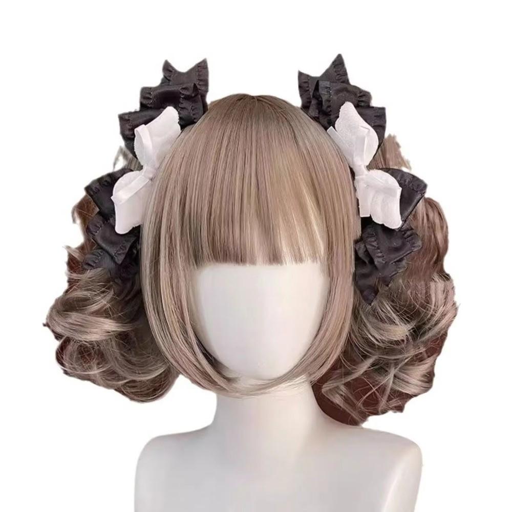 1 Pair Y2K Style Lolita Hair Clip 3D Design Double Ponytail Clips Cute Wing Bow Hair Clip Cosplay