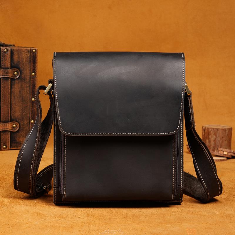 Men`s Crazy Horse Leather Crossbody Bag
