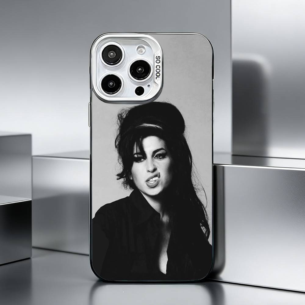 Zangeres A-Amy W-Winehouse Telefoonhoesje Voor iPhone 17,16,15,14,13,12,11 Plus,Pro Max,XS,Gekleurd zilveren telefoonhoesje