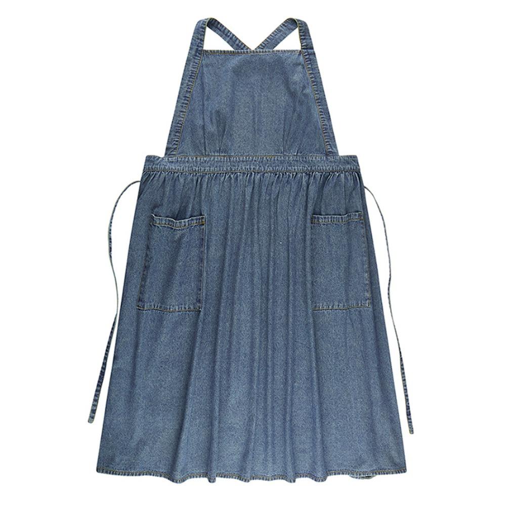 Vintage Denim Apron Premium Cotton Canvas Heavy-Duty Apron Adjustable Waist Machine Washable Bib Apron Kitchen Cooking Baking