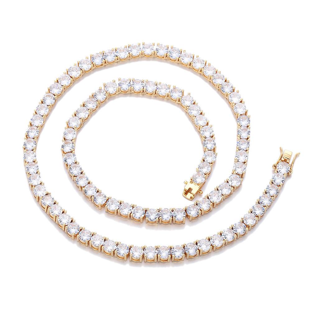 

6mm Wide Circular Tennis Chain Hip-hop Necklace Bracelet with Full Zirconium Single Row Men s Necklace Trendy Brand Accessory 18cm