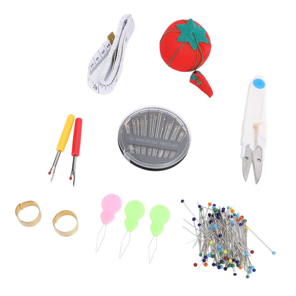 Sewing Pin Cushion Kit Cute Tomato Pin Cushion Glass Ball Head Pins Self Threading Needles Sewing Tool Set