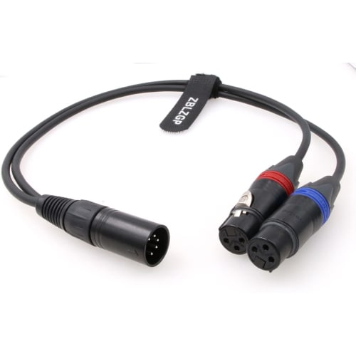 ZBLZGP Dual 3-Pin XLR Female To 5-Pin XLR Male 2-Channel Audio Input Cable for ARRI Alexa Camera