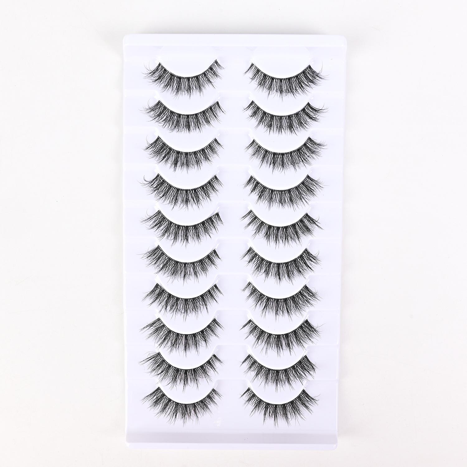 

Ten-Pair Pack of Short, Natural-Looking 5D Transparent Band Eyelashes