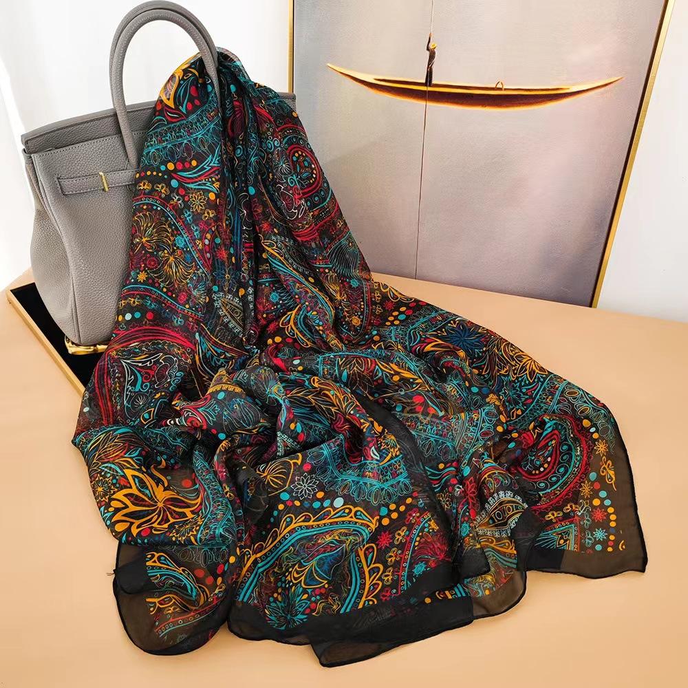 Seidenschal Foulard Damen Stirnband Luxus Hijab Frauen Weich Warm Pashmina Strandtücher Echarpe Schal Großes Wickeltuch Echarpe Bandana