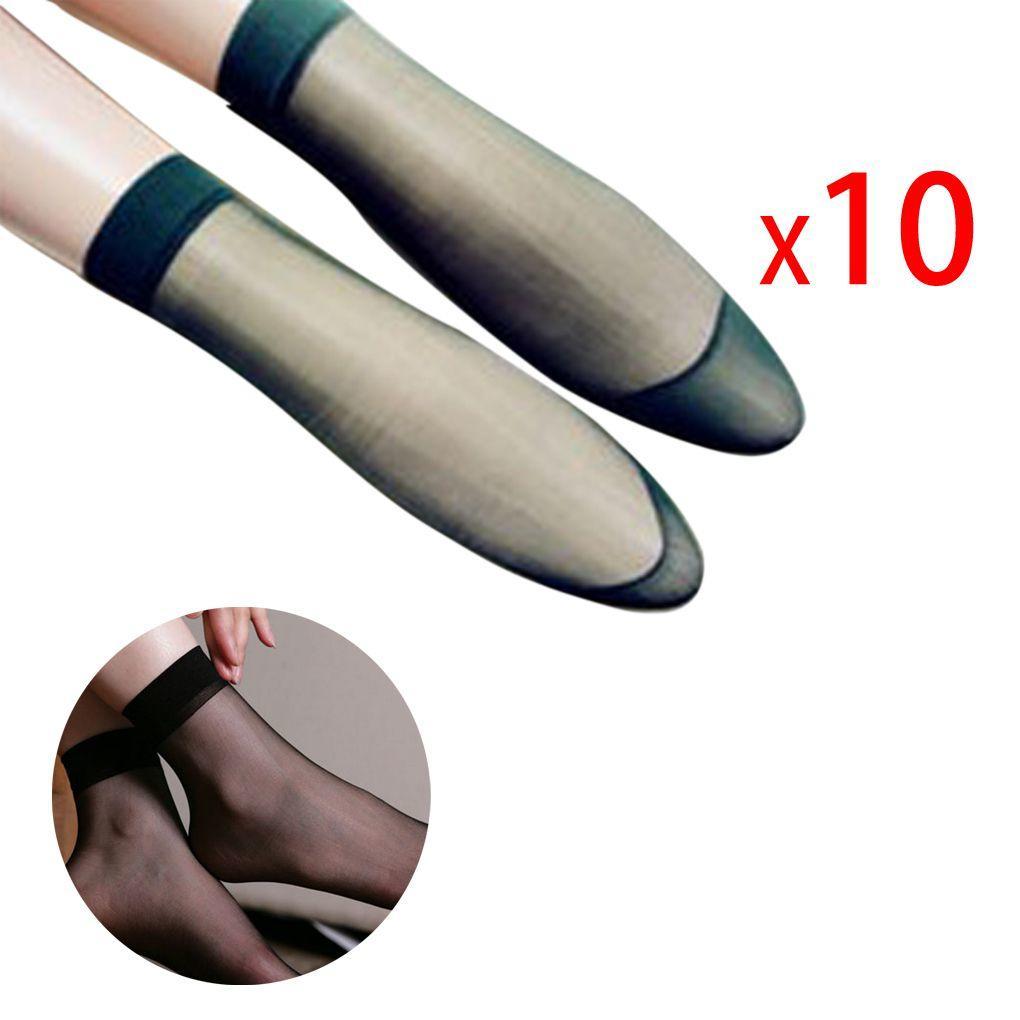 Mode 10 Paar Damen Damen Ultra-Dünn Transparent Kurz Knöchelstrümpfe Socken