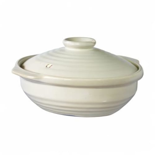 NATURAL New IH-Compatible Earthenware Pot, Size 8, White, Serves 3-4 People