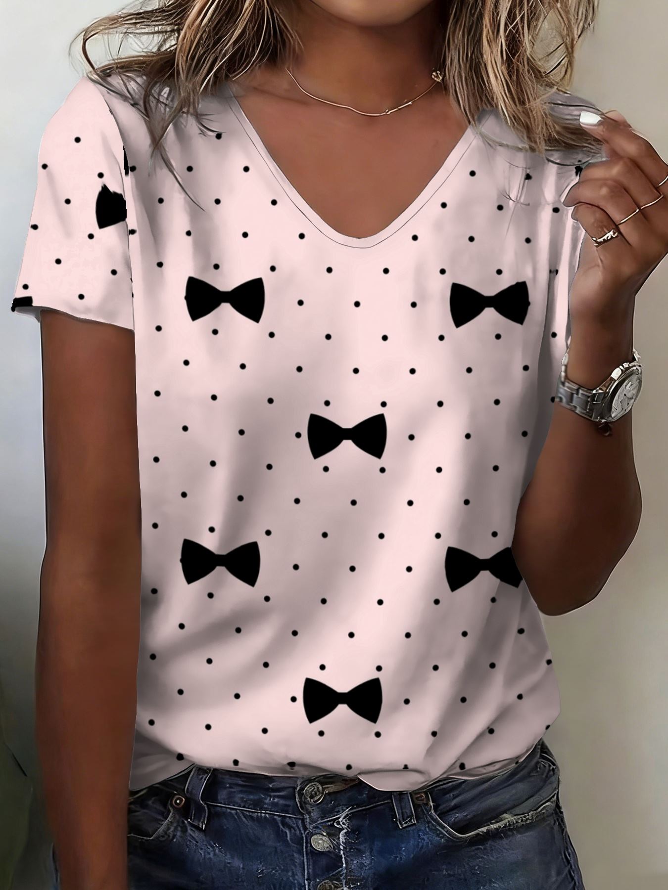 Women s Summer V-Neck Short Sleeve T-Shirt S